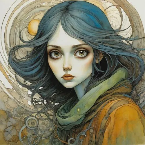 kommuna,fairie,hoshihananomia,musidora,behenna,mystical portrait of a girl,Illustration,Realistic Fantasy,Realistic Fantasy 04