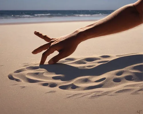 Describe the feeling of running fingers through soft sand.,sand art,footprint in the sand,footprints in the sand,sand pattern,sand waves,footprint,baby footprint in the sand,sand clock,sand paths,foot