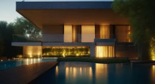 concrete glass terraces trees garden pool summer sunlight spotlight nightview bright,modern house,3d rendering,landscape design sydney,modern architecture,landscape designers sydney,dunes house,corten