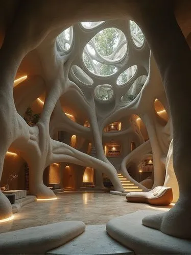 futuristic architecture,pedrera,goetheanum,futuristic art museum,spaceship interior,gaudi