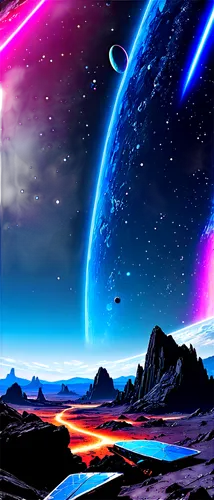 futuristic landscape,vast,space art,alien planet,alien world,ice planet,skyterra,dusk background,retro background,extrasolar,planet alien sky,space,art background,earth rise,meteor,planet,homeworld,auroral,spaceborne,comets,Art,Artistic Painting,Artistic Painting 42