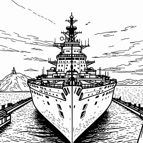 an outline drawing of the front view of a large aircraft carrier,fujima,jmsdf,star line art,kawashima,takashima,hasegawa,Design Sketch,Design Sketch,Rough Outline