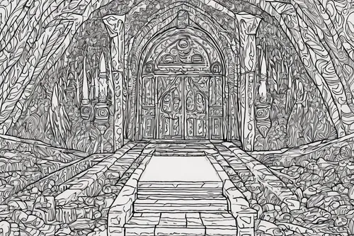 Write a horror story where a cursed tomb brings doom to those who enter.,doorway,dungeon,crypt,hall of the fallen,cave church,cellar,stone drawing,dungeons,vaulted cellar,grotto,portal,creepy doorway,