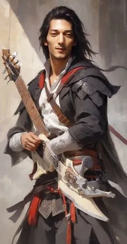 yi sun sin,shuanghuan noble,art bard,xing yi quan,bard,wuchang,dane axe,samurai,swordsman,guilinggao,hwachae,shamisen,xiangwei,katana,harp of falcon eastern,samurai fighter,zui quan,bansuri,guitar player,haighlander,Digital Art,Impressionism