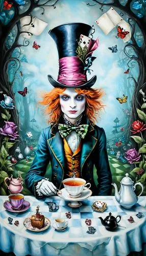 alice in wonderland,hatter,tea party,tea cup fella,tea party collection,ringmaster,wonderland,tea time,christmas carol,christmas menu,tea party cat,magician,teatime,cup of cocoa,teacup,tea service,cup of tea,a cup of tea,tea cup,café,Illustration,Abstract Fantasy,Abstract Fantasy 14