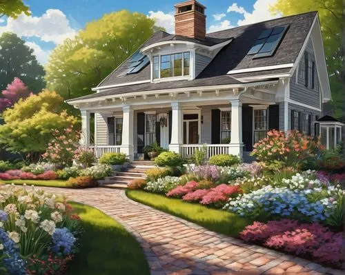 home landscape,beautiful home,summer cottage,country cottage,house painting,hydrangeas,victorian house,cottage garden,country house,houses clipart,new england style house,bungalow,landscaped,cottage,little house,victorian,small house,house drawing,country estate,dreamhouse,Illustration,Realistic Fantasy,Realistic Fantasy 39