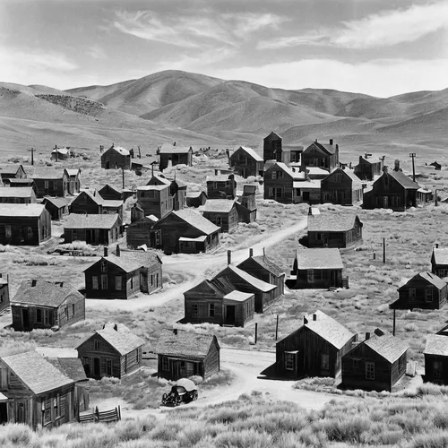 bodie,bannack,1950s,bogart village,bannack assay office,row of houses,john day,nevada,virginia city,1940s,oheo gulch,1952,1940,pueblo,barstow,1900s,rhyolite,wooden houses,1950's,1965,Photography,Black and white photography,Black and White Photography 13