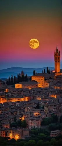 Siena Moonrise, Italy,volterra,matera,cappadocia,toledo spain,montepulciano,tuscany,gordes,toledo,tuscan,island of rab,sicily,provence,italy,istria,calabria,tropea,monastery israel,morocco,italia,medi