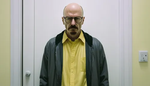 breaking bad,janitor,spy-glass,spy,television character,beaker,eleven,mr,hotel man,dad,cholado,door husband,self-quarantine,yellow background,henchman,psychologist,peter,syndrome,walt,digital compositing,Photography,Fashion Photography,Fashion Photography 25