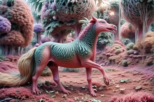 unicorn art,3d fantasy,unicorn background,fantasy art,forest animal,unicorn,terrestrial animal,desert coral,spring unicorn,fantasy picture,landmannahellir,forest dragon,hippocampus,straw animal,whimsical animals,anthropomorphized animals,dream horse,antelope,psychedelic art,colorful horse