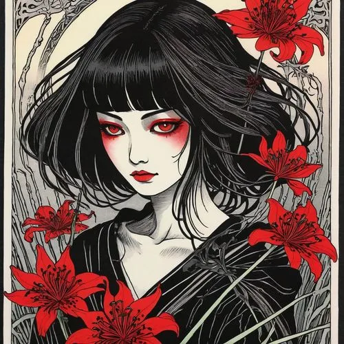 kommuna,tomie,geisha,geisha girl,izanami,jurata,Illustration,Paper based,Paper Based 19