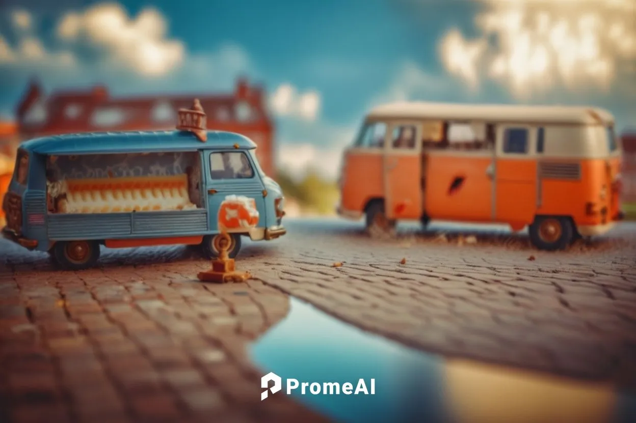 Milk man. ,vwbus,camper van isolated,vw bus,vw camper,tilt shift,vw van,volkswagenbus,vanagon,campervan,camper van,miniature cars,recreational vehicle,retro vehicle,kombi 965,camping bus,model buses,m