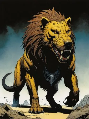 sabretooth,panthera,panthera leo,bisley,sabertooth,wrightson,Illustration,American Style,American Style 06