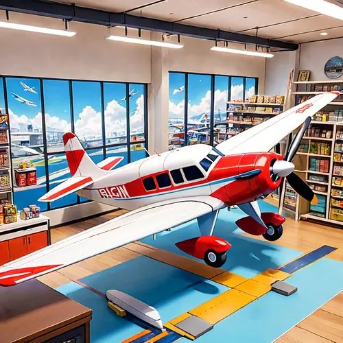 toy airplane,model aircraft,casa c-212 aviocar,douglas aircraft company,radio-controlled aircraft,model airplane,bi plane,monoplane,radio-controlled helicopter,aviation,children's interior,bookstore,book store,biplane,stinson reliant,toy store,jet plane,aero plane,children's room,sport aircraft,Anime,Anime,Traditional