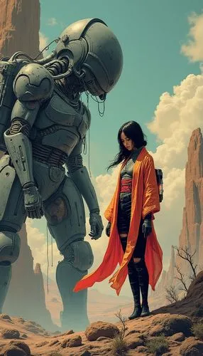 sci fiction illustration,alita,afrofuturism,compositing,compositors,sci fi,Illustration,Realistic Fantasy,Realistic Fantasy 29