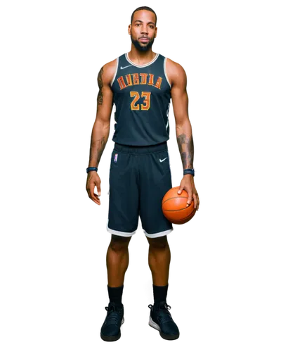 King James, NBA player, solo, (35yo), athletic build, determined facial expression, beard, short hair, earrings, basketball jersey, sneakers, holding basketball, standing, heroic pose, realistic, dram