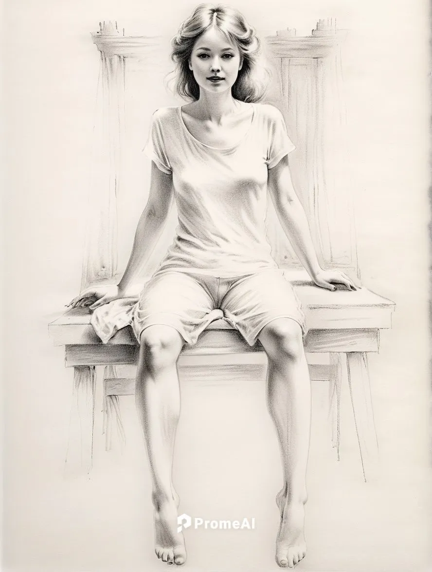 Delicate drawing in light pencil.,girl sitting,woman sitting,helnwein,harmlessness,chairwoman,gustavian,girl on a white background,sitting on a chair,abramovic,girl with cloth,girl in a long,underpain