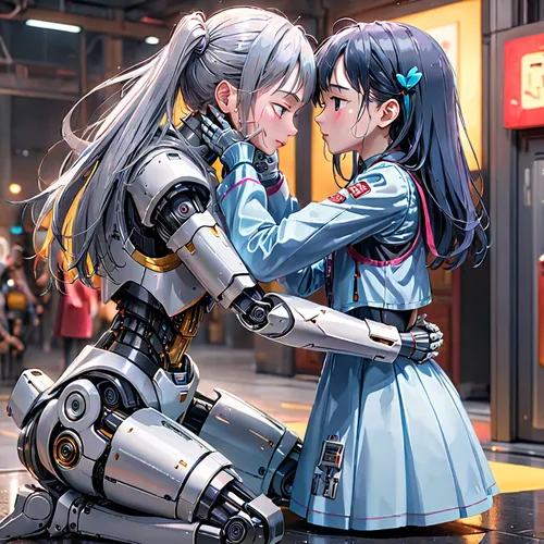 robot combat,robots,robotics,girl kiss,robotic,ai,first kiss,smooch,cg artwork,cybernetics,kotobukiya,robot,harajuku,hands holding,artificial intelligence,kiss,machines,kimjongilia,automation,making out,Anime,Anime,General