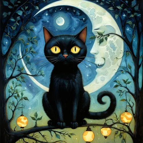 silly black cat under the midnight moon,this is an image of a black cat on the moon,samhain,halloween cat,halloween black cat,moonshadow,ravenpaw,moonan