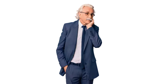 Albert Einstein, old man, white hair, mustache, glasses, worn suit, white shirt, black tie, hands in pockets, leaning forward, thinking pose, warm lighting, soft focus, shallow depth of field, cinemat