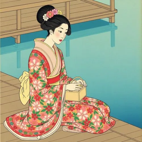 tea ceremony,geiko,maiko,uemura,geisha girl,ukiyoe