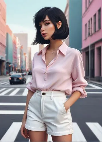 kirca,retro girl,retro woman,neopolitan,retro styled,kimbra,light pink,mauve,xcx,pastel colors,dusky pink,pink background,cotton top,soft pink,street shot,retro women,pink leather,baby pink,retro look,white shirt,Conceptual Art,Fantasy,Fantasy 32