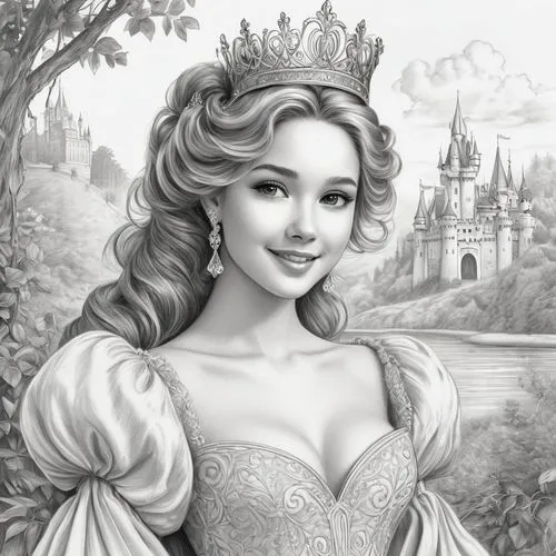 princess sofia,prinses,princess anna,prinzessin,princess,princesse,Illustration,Black and White,Black and White 30