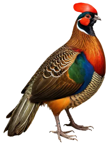 Pheasant, male, vibrant plumage, green face, red wattle, golden feathers, fluffy tail, perched, sitting, natural habitat, forest floor, morning light, soft focus, shallow depth of field, warm color to