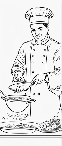 chef,men chef,coloring page,chef's uniform,coloring pages,pastry chef,food line art,food preparation,caterer,cooking book cover,food and cooking,cookware and bakeware,retro 1950's clip art,chef hat,catering service bern,coloring pages kids,advertising figure,cook,restaurants online,cooking show,Illustration,Black and White,Black and White 04