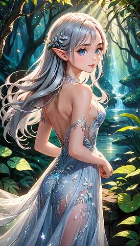 fairie,galadriel,water nymph,mermaid background,fae,faerie,Anime,Anime,Traditional