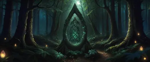 mirkwood,elven forest,oxenhorn,forest background,alfheim,forest dark