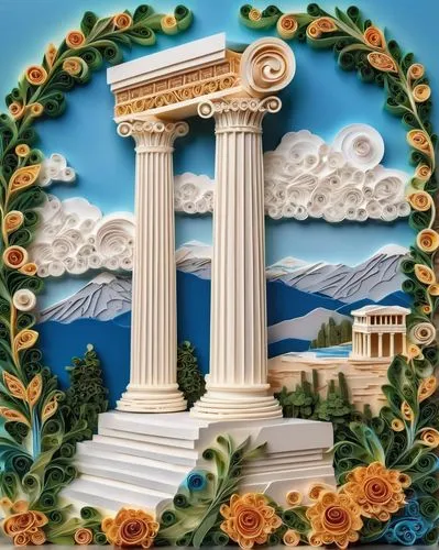 greek temple,doric columns,epitaphios,corinthian order,zappeion,neoclassicism,acropolis,erechtheus,maiolica,palladian,akropolis,hellenic,roman temple,columns,ephesus,neoclassicist,three pillars,neoclassical,marble palace,pillars,Unique,Paper Cuts,Paper Cuts 09