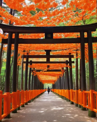 fushimi inari-taisha shrine,fushimi inari shrine,torii tunnel,meiji jingu,autumn in japan,torii,kyoto,beautiful japan,senbon torii,orange petals,japan garden,shinto shrine gates,arashiyama,shinto shrine,japanese shrine,japanese umbrellas,nara prefecture,japan landscape,walkway,japan,Illustration,Paper based,Paper Based 11