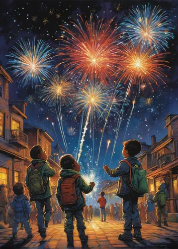 Bring their achievement to life with a dynamic congratulations picture featuring fireworks bursting in a night sky full of excitement.,fireworks art,fireworks,fireworks background,fireworks rockets,sp