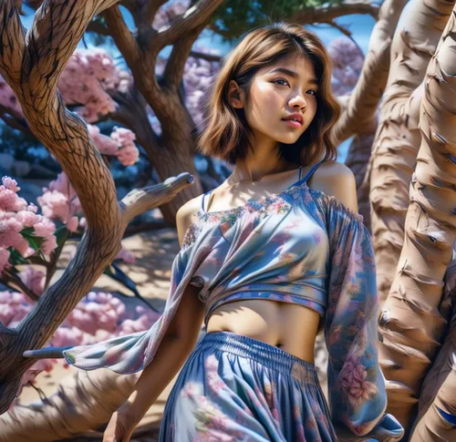 digital painting,floral japanese,japanese floral background,world digital painting,floral,japanese woman,vietnamese woman,japanese sakura background,girl with tree,girl in flowers,floral skirt,asian woman,sakura florals,phuquy,mulan,colorful floral,han thom,sakura blossom,fantasy portrait,oriental girl