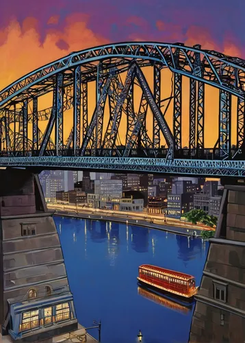 harbour bridge,sydney bridge,sydney harbour bridge,cantilever bridge,sydney harbor bridge,aerial lift bridge,harbor bridge,swing bridge,newcastle upon tyne,hohenzollern bridge,truss bridge,railroad bridge,gladesville bridge,bridges,cahill expressway,quayside,bridge new europe,nsw,tied-arch bridge,speicherstadt,Illustration,Realistic Fantasy,Realistic Fantasy 21