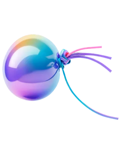 Colorful cartoon balloon, transparent background, shiny surface, tied knot at bottom, floating in mid-air, soft focus, pastel colors, rounded shape, playful expression, 3/4 composition, warm lighting,