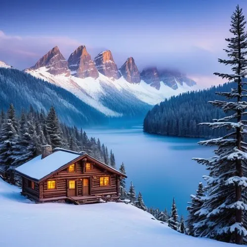 emerald lake,the cabin in the mountains,mountain hut,winter landscape,dolomites,snowy landscape,house in mountains,winter house,snow landscape,christmas landscape,mountain huts,house in the mountains,snowy mountains,winter background,alpine hut,log cabin,snow house,lake misurina,canadian rockies,beautiful landscape,Art,Classical Oil Painting,Classical Oil Painting 30