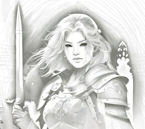 fantasy portrait,female warrior,paladin,heroic fantasy,lotus art drawing,joan of arc,warrior woman,celtic queen,swordswoman,game drawing,fantasy warrior,dwarf sundheim,digital drawing,elven,cuirass,fa