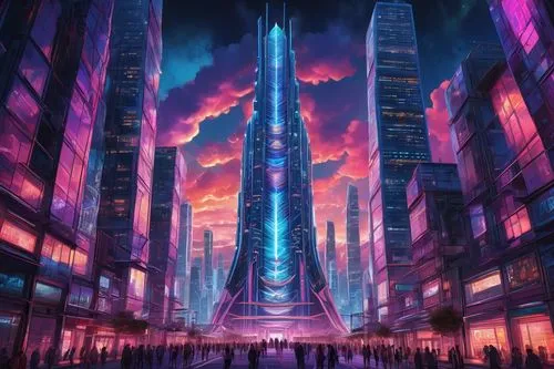 cybercity,skyscraper,futuristic landscape,skyscrapers,the skyscraper,metropolis,coruscant,skycraper,cybertown,cyberport,cityscape,supertall,fantasy city,cyberworld,cyberia,sky city,skyscraping,skylstad,areopolis,dystopian,Illustration,Realistic Fantasy,Realistic Fantasy 39