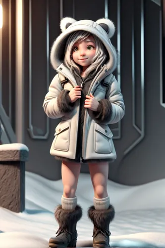 in a fur in snow,parka,eskimo,winter clothing,polar,aurora polar,winter clothes,pubg mascot,polar aurora,ursa,national parka,olaf,laika,winterblueher,nordic bear,nunatak,icebear,child fox,arctic,white