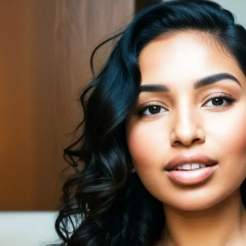 PERFECTA,woman looking straight at camera with shoulder length hair,matangi,rajakumari,ghoshal,lumidee,indian,vanaja