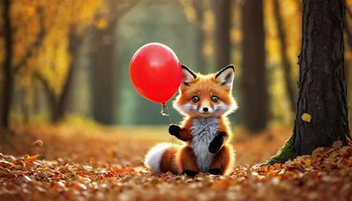 animal balloons,little fox,adorable fox,cute fox,red balloon,child fox,red fox,a fox,garden-fox tail,whimsical animals,fox hunting,redfox,autumn theme,balloon,fall animals,ballon,little girl with balloons,fox,vlc,balloon trip,Photography,Artistic Photography,Artistic Photography 05