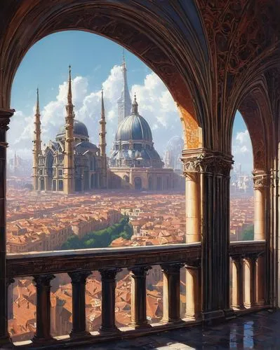 theed,seregil,constantinople,veneziani,chhatris,citadels,naboo,laterano,venetian,sapienza,duomo,imperialis,roof domes,conclave,veneziano,florentia,venezia,world digital painting,kingdoms,coruscant,Illustration,Realistic Fantasy,Realistic Fantasy 28