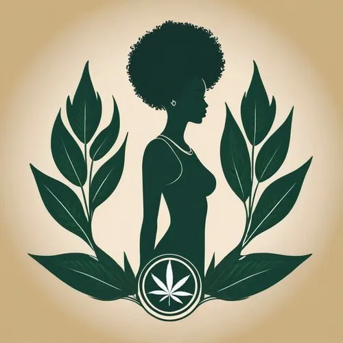 Som logo for us, on the two silhouettes, a male and a female afro and joint leaves, theme of the marijuana logo. Vector art. Hand drawn,pregnant woman icon,retro flower silhouette,growth icon,afro ame