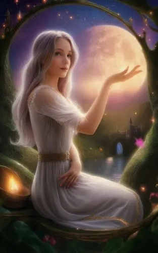 celtic woman,fantasy picture,fantasy portrait,faerie,fantasy art,rapunzel,zodiac sign libra,mystical portrait of a girl,celtic harp,star mother,faery,fairy tale character,sorceress,angel playing the harp,rosa 'the fairy,fantasy woman,fae,the enchantress,the zodiac sign pisces,horoscope libra,Illustration,Realistic Fantasy,Realistic Fantasy 02