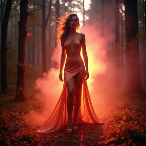 faerie,ballerina in the woods,fire dancer,sorceress,firelight,fire angel,fantasy picture,orange robes,dryad,autumn theme,orange scent,aflame,fire siren,persephone,wildfire,autumn background,photomanipulation,faery,orange,photo manipulation,Photography,Artistic Photography,Artistic Photography 01