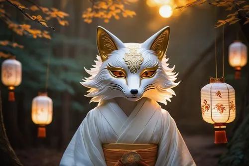 kitsune,japanese lantern,inari,lantern,goki,ryokan,nine-tailed,kyoto,japanese lamp,fushimi inari shrine,tsukemono,sensei,japanese art,illuminated lantern,hijiki,rokuon-ji,lanterns,samurai,kado,fushimi inari-taisha shrine,Art,Classical Oil Painting,Classical Oil Painting 17