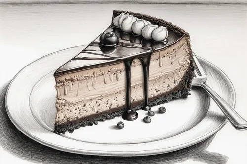 slice of cake,torte,boston cream pie,french silk,a cake,piece of cake,layer cake,tiramisu,cheesecake,chocolate layer cake,sachertorte,ice cream cake with chocolate sauce,chocolate cake,cake,little cake,clipart cake,cheese cake,cream cake,cream cheese cake,semifreddo,Illustration,Black and White,Black and White 30