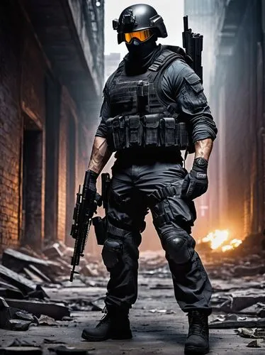 ballistic vest,swat,vigil,dissipator,mercenary,policeman,eod,man holding gun and light,fuze,raven rook,shooter game,enforcer,sledge,bodyworn,security concept,smoke background,tactical,grenadier,mute,rook,Art,Classical Oil Painting,Classical Oil Painting 12